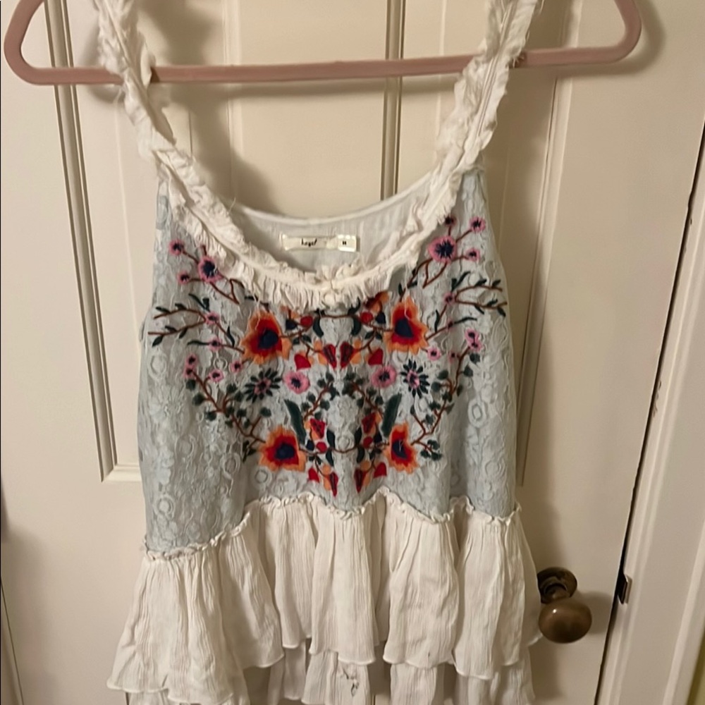 Embroidered Floral White Top